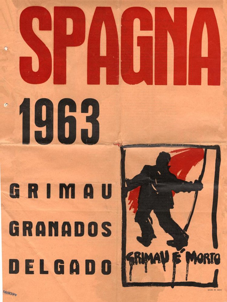 Cartel italiano sobre la muerte de Grimau